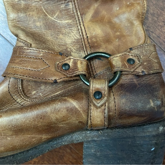 Frye Women’s Brown Leather Boots with Classic Western Harness Details, Size 10 - Picture 9 of 15